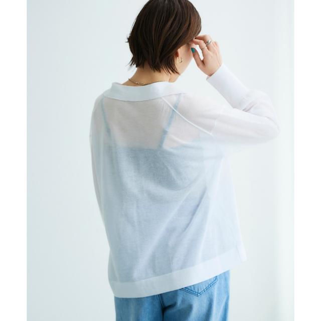 ルクールブラン（le．coeur blanc）/《手洗い可能》シアースキッパー襟付きニット