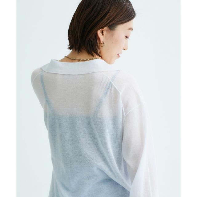 ルクールブラン（le．coeur blanc）/《手洗い可能》シアースキッパー襟付きニット