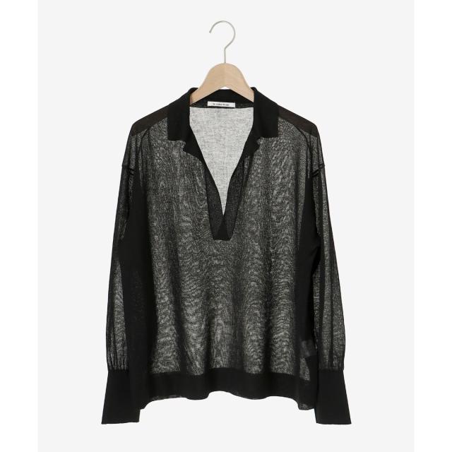 ルクールブラン（le．coeur blanc）/《手洗い可能》シアースキッパー襟付きニット