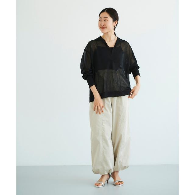 ルクールブラン（le．coeur blanc）/《手洗い可能》シアースキッパー襟付きニット