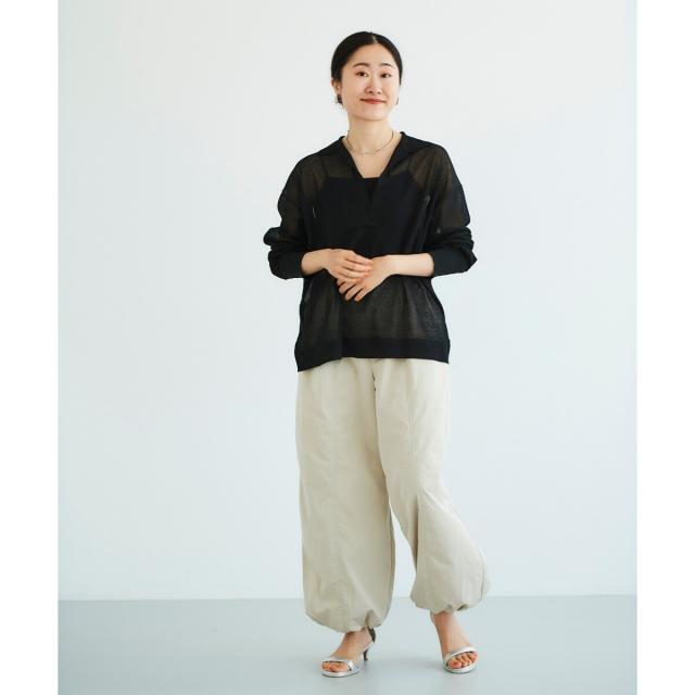 ルクールブラン（le．coeur blanc）/《手洗い可能》シアースキッパー襟付きニット