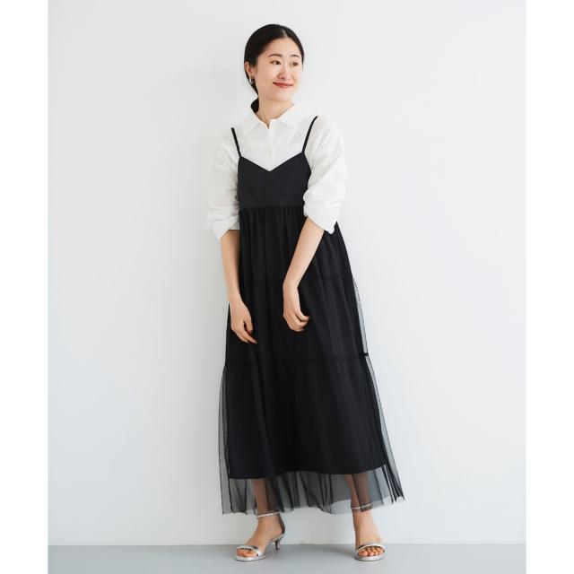 ルクールブラン（le．coeur blanc）/《WEB限定アイテム》チュールティアードキャミワンピース