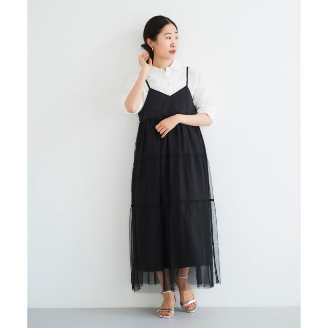 ルクールブラン（le．coeur blanc）/《WEB限定アイテム》チュールティアードキャミワンピース
