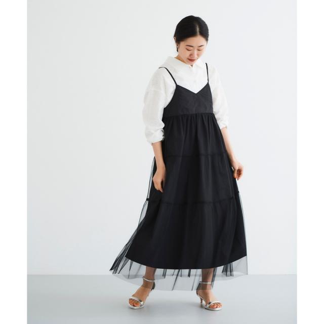 ルクールブラン（le．coeur blanc）/《WEB限定アイテム》チュールティアードキャミワンピース