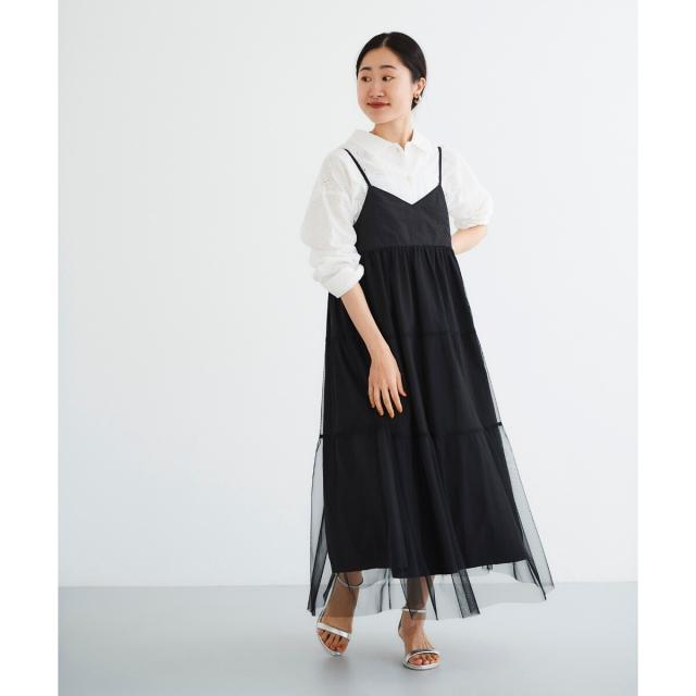 ルクールブラン（le．coeur blanc）/《WEB限定アイテム》チュールティアードキャミワンピース