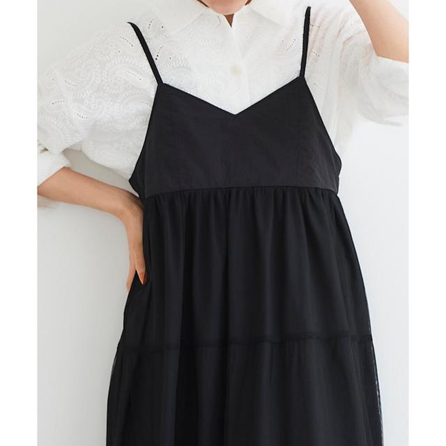 ルクールブラン（le．coeur blanc）/《WEB限定アイテム》チュールティアードキャミワンピース