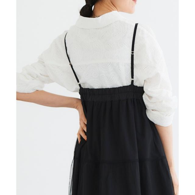 ルクールブラン（le．coeur blanc）/《WEB限定アイテム》チュールティアードキャミワンピース