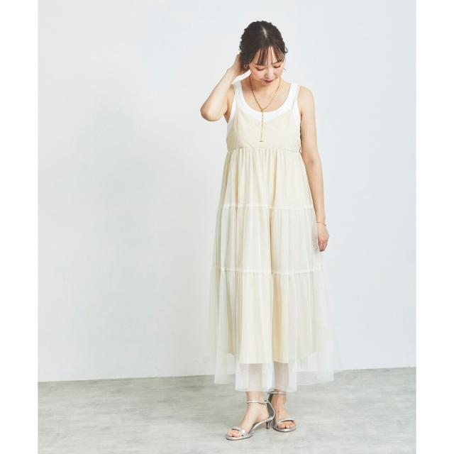 ルクールブラン（le．coeur blanc）/《WEB限定アイテム》チュールティアードキャミワンピース