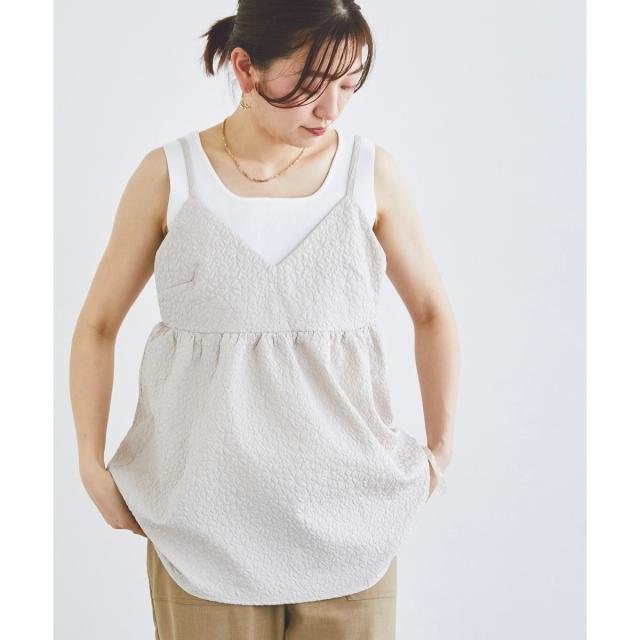 ルクールブラン（le．coeur blanc）/《手洗い可能》ふくれジャガードキャミブラウスの通販は