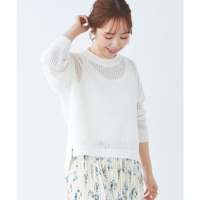 ルクールブラン（le．coeur blanc）/《手洗い可能》テープヤーンメッシュプルオーバー