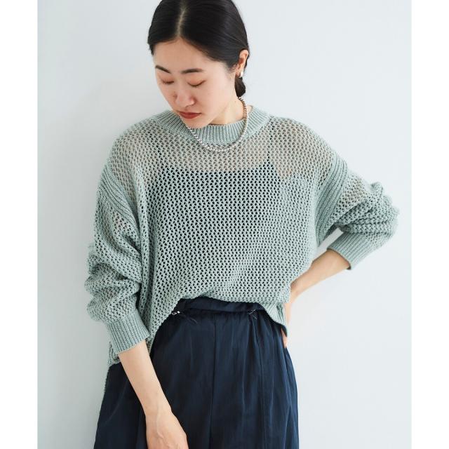 ルクールブラン（le．coeur blanc）/《手洗い可能》テープヤーンメッシュプルオーバー