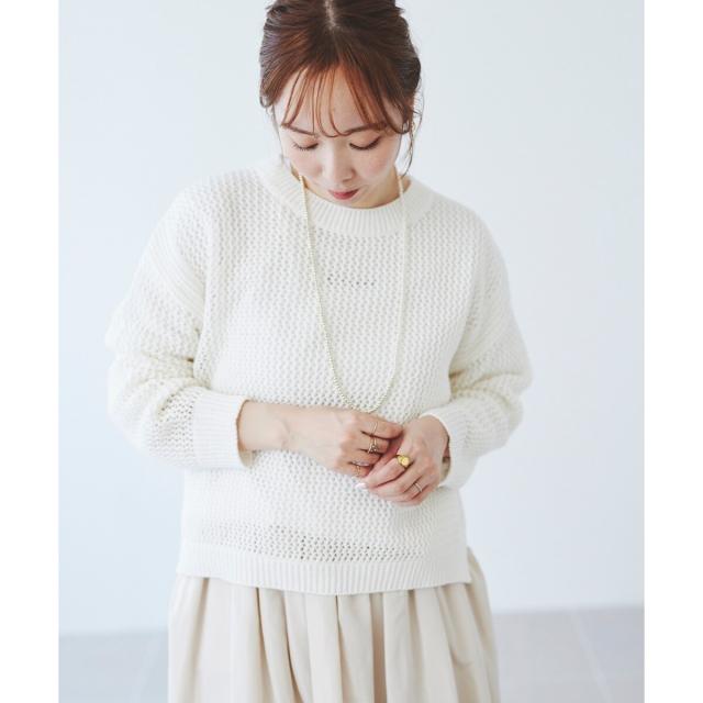 ルクールブラン（le．coeur blanc）/《手洗い可能》テープヤーンメッシュプルオーバー