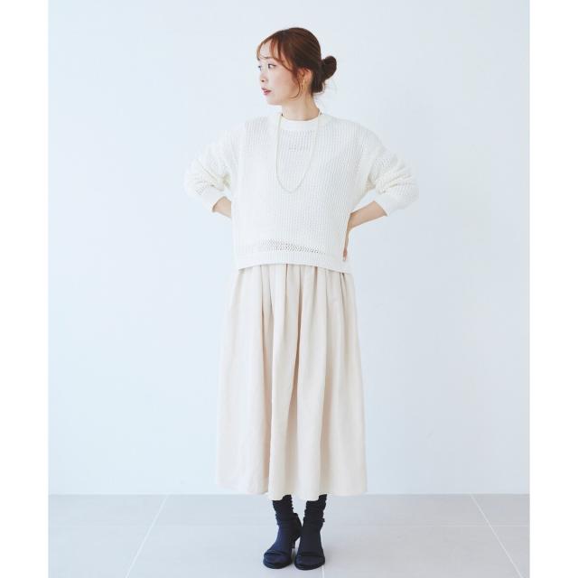 ルクールブラン（le．coeur blanc）/《手洗い可能》テープヤーンメッシュプルオーバー