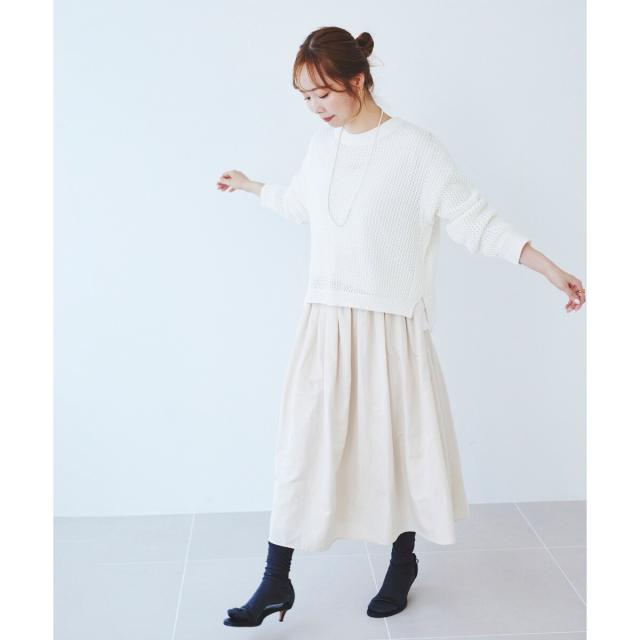 ルクールブラン（le．coeur blanc）/《手洗い可能》テープヤーンメッシュプルオーバー