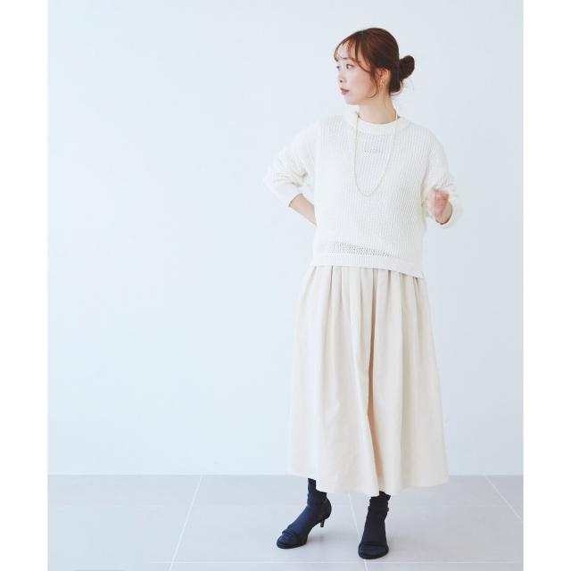 ルクールブラン（le．coeur blanc）/《手洗い可能》テープヤーンメッシュプルオーバー