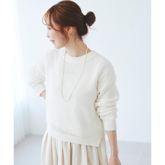 ルクールブラン（le．coeur blanc）/《手洗い可能》テープヤーンメッシュプルオーバー