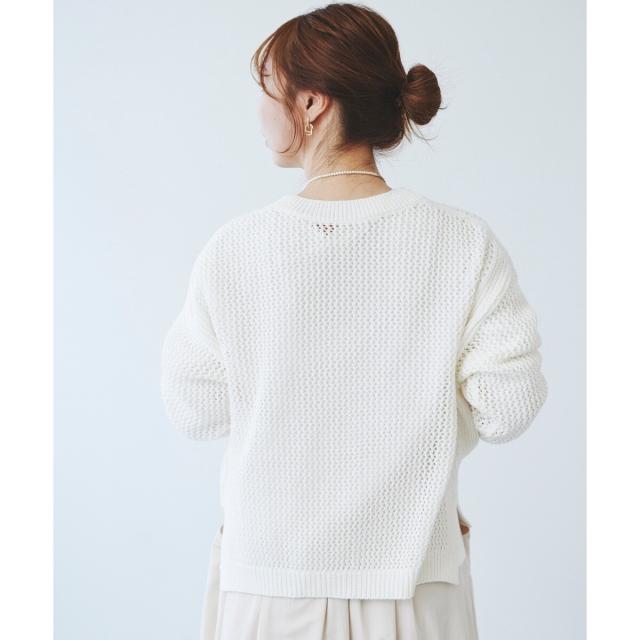 ルクールブラン（le．coeur blanc）/《手洗い可能》テープヤーンメッシュプルオーバー