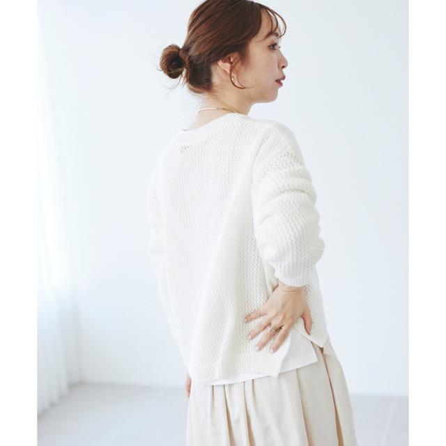 ルクールブラン（le．coeur blanc）/《手洗い可能》テープヤーンメッシュプルオーバー