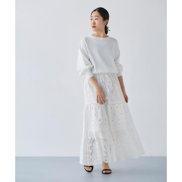 ルクールブラン（le．coeur blanc）/《手洗い可能》Fanaka ミックスレーススカート