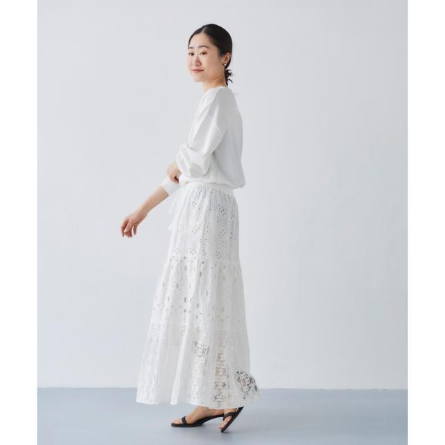 ルクールブラン（le．coeur blanc）/《手洗い可能》Fanaka ミックスレーススカート