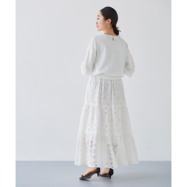 ルクールブラン（le．coeur blanc）/《手洗い可能》Fanaka ミックスレーススカート