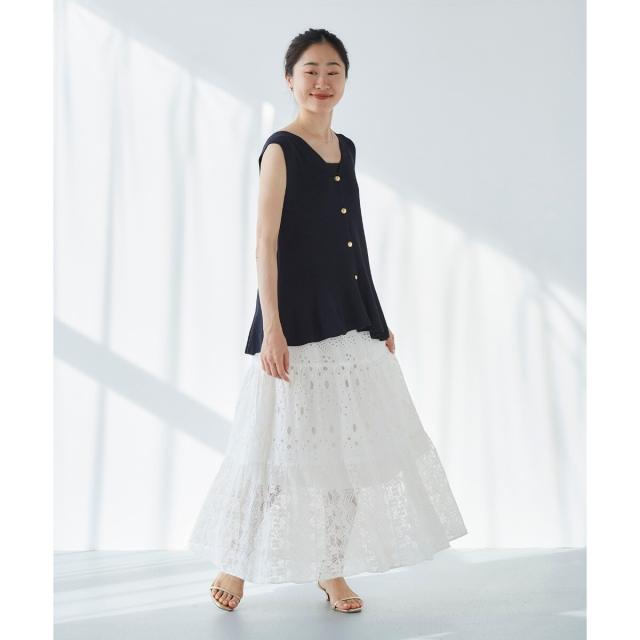 ルクールブラン（le．coeur blanc）/《手洗い可能》Fanaka ミックスレーススカート