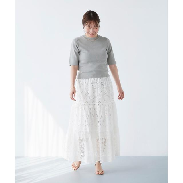 ルクールブラン（le．coeur blanc）/《手洗い可能》Fanaka ミックスレーススカート
