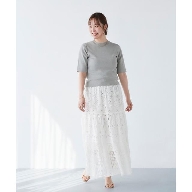 ルクールブラン（le．coeur blanc）/《手洗い可能》Fanaka ミックスレーススカート