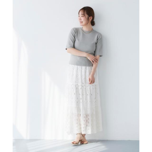 ルクールブラン（le．coeur blanc）/《手洗い可能》Fanaka ミックスレーススカート