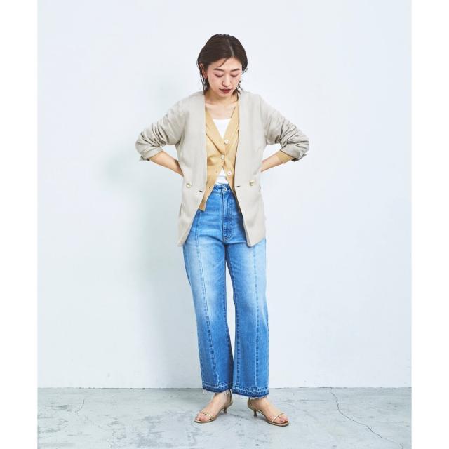ルクールブラン（le．coeur blanc）/センターシームストレートデニムパンツ_8