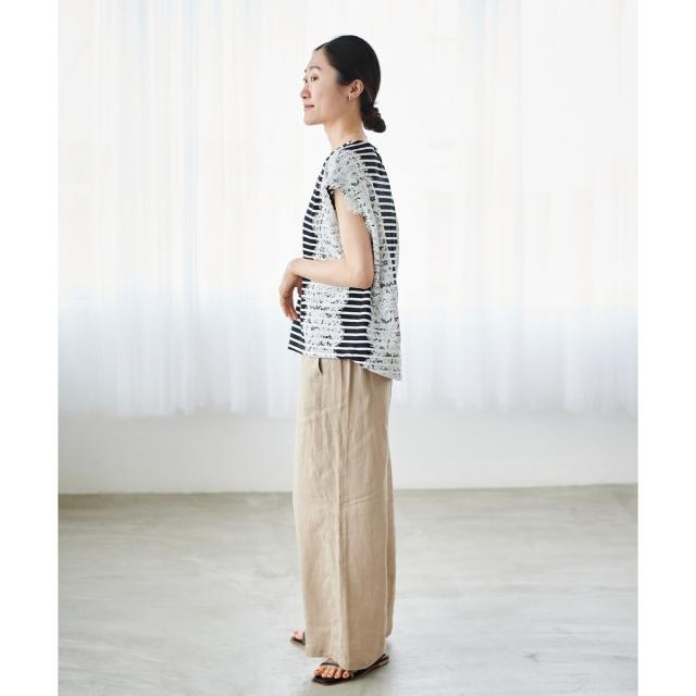 ルクールブラン（le．coeur blanc）/《手洗い可能》Perle Peche ボーダー×レースカットソー