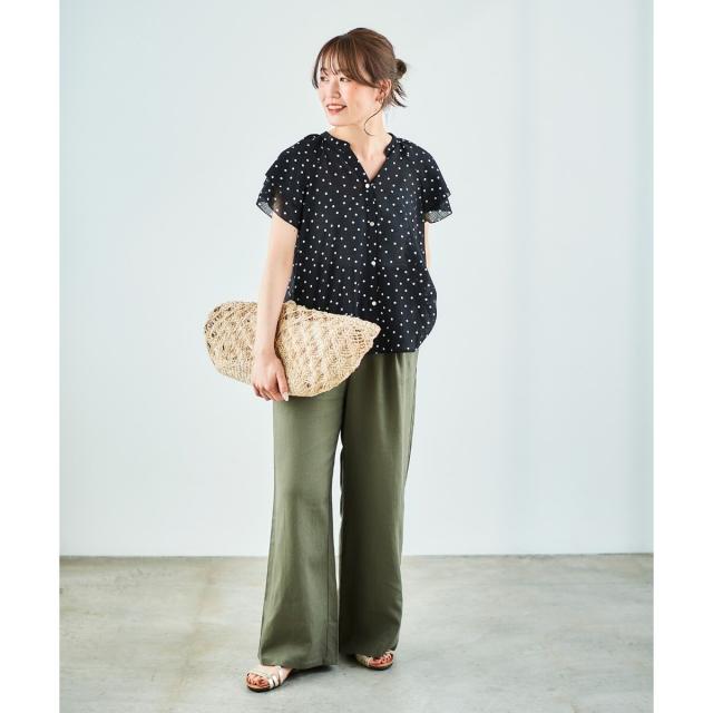 ルクールブラン（le．coeur blanc）/《手洗い可能》レーヨン麻イージーパンツ