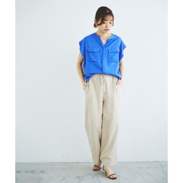 ルクールブラン（le．coeur blanc）/《手洗い可能》レーヨン麻イージーパンツ