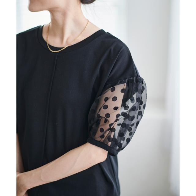 ルクールブラン（le．coeur blanc）/《手洗い可能》TORRAZZO DONNAドット切替カットソー