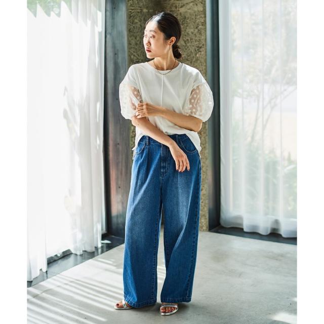 ルクールブラン（le．coeur blanc）/《手洗い可能》TORRAZZO DONNAドット切替カットソー