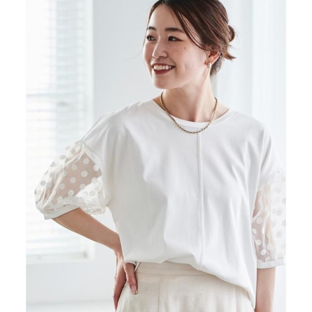 ルクールブラン（le．coeur blanc）/《手洗い可能》TORRAZZO DONNAドット切替カットソー