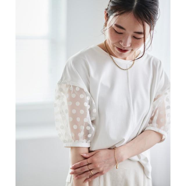 ルクールブラン（le．coeur blanc）/《手洗い可能》TORRAZZO DONNAドット切替カットソー