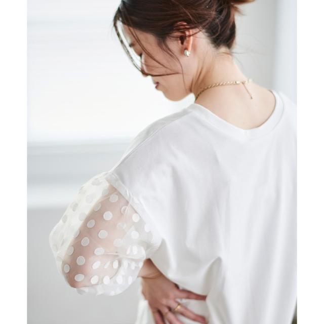 ルクールブラン（le．coeur blanc）/《手洗い可能》TORRAZZO DONNAドット切替カットソー