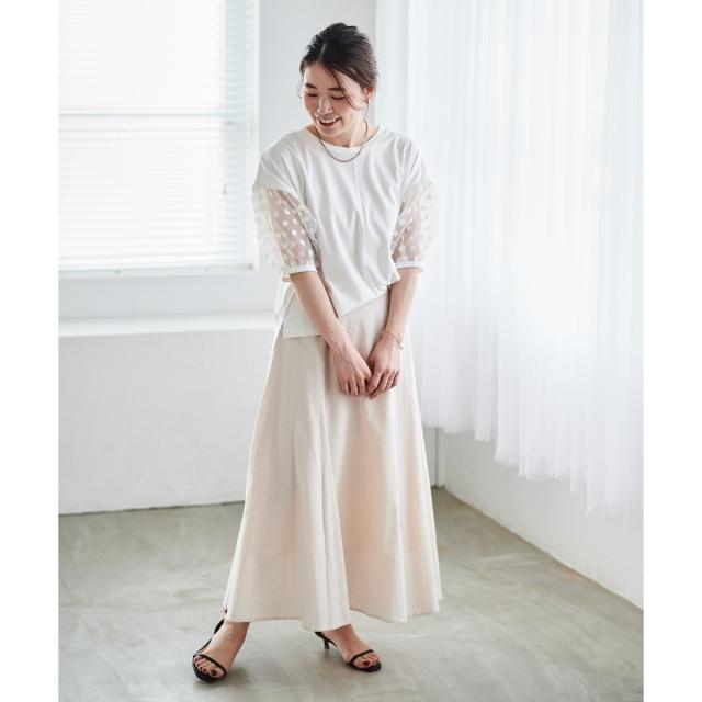 ルクールブラン（le．coeur blanc）/《手洗い可能》TORRAZZO DONNAドット切替カットソー