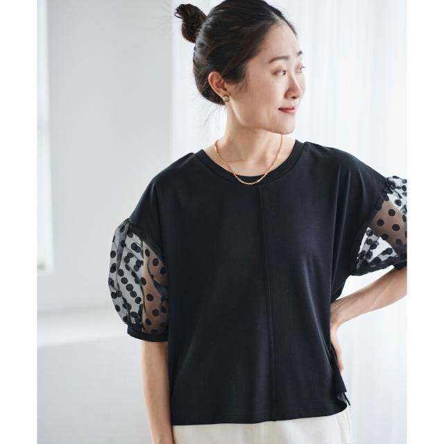 ルクールブラン（le．coeur blanc）/《手洗い可能》TORRAZZO DONNAドット切替カットソー