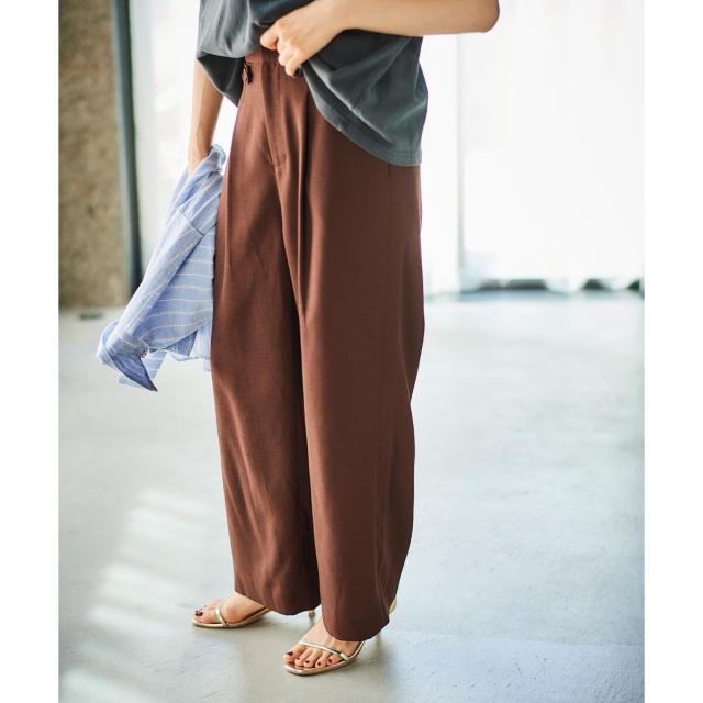 ルクールブラン（le．coeur blanc）/リネンライクツイルワイドパンツ