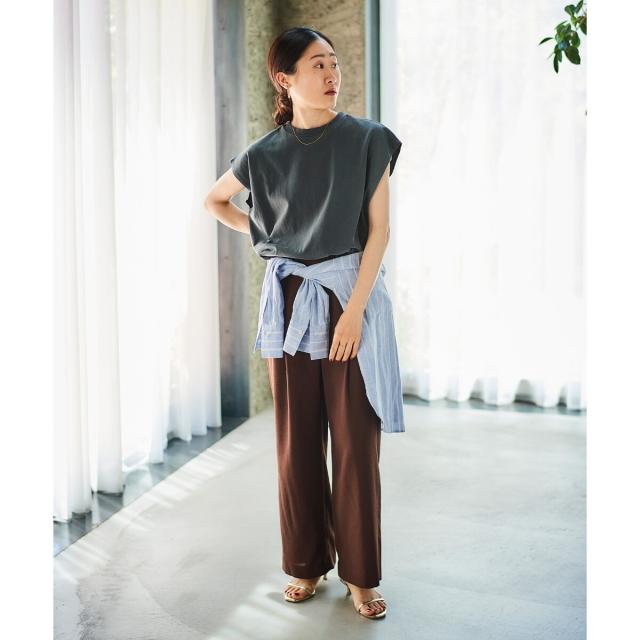 ルクールブラン（le．coeur blanc）/リネンライクツイルワイドパンツの