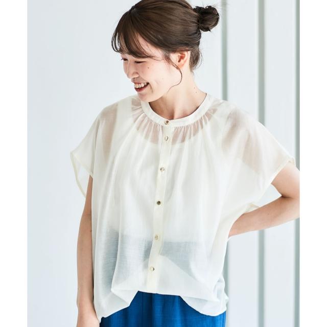 ルクールブラン（le．coeur blanc）/《手洗い可能》シアーギャザー2WAYブラウスの通販は