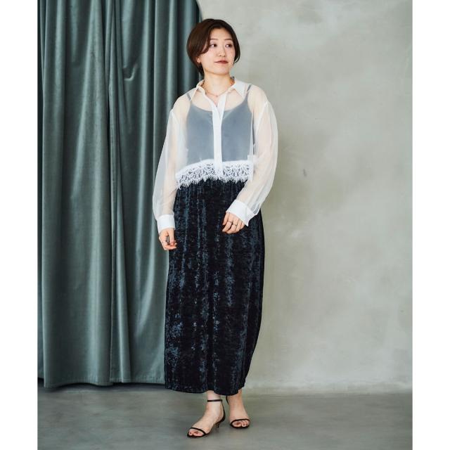 ルクールブラン（le．coeur blanc）/《手洗い可能》MAISON MAVERICK レースクロップドブラウス