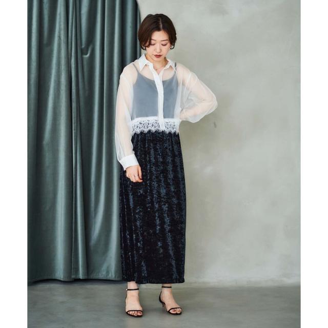 ルクールブラン（le．coeur blanc）/《手洗い可能》MAISON MAVERICK レースクロップドブラウス