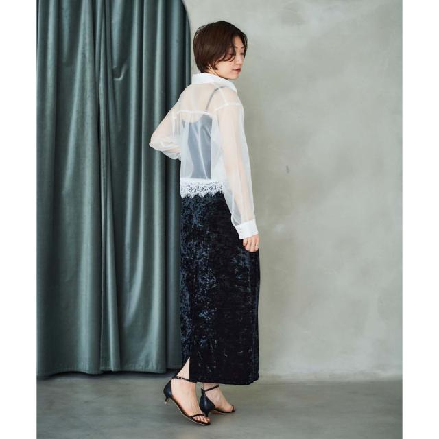 ルクールブラン（le．coeur blanc）/《手洗い可能》MAISON MAVERICK レースクロップドブラウス