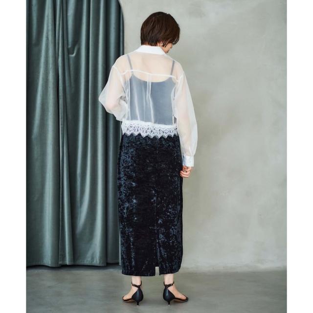 ルクールブラン（le．coeur blanc）/《手洗い可能》MAISON MAVERICK レースクロップドブラウス