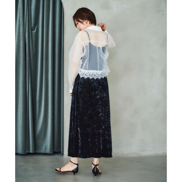 ルクールブラン（le．coeur blanc）/《手洗い可能》MAISON MAVERICK レースクロップドブラウス