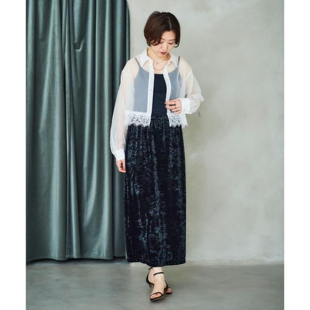 ルクールブラン（le．coeur blanc）/《手洗い可能》MAISON MAVERICK レースクロップドブラウス