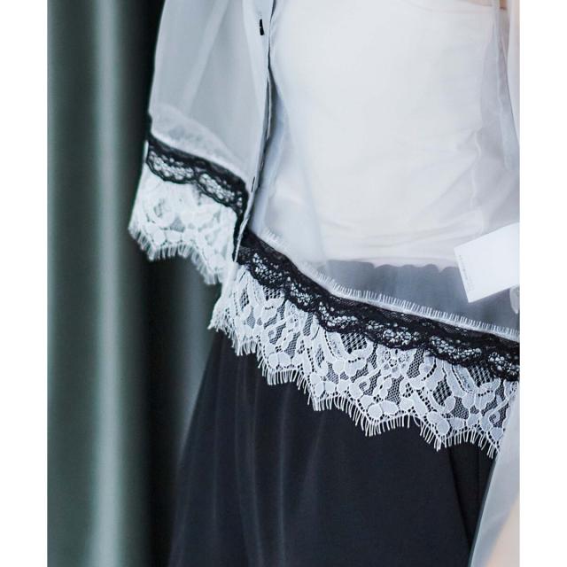 ルクールブラン（le．coeur blanc）/《手洗い可能》MAISON MAVERICK レースクロップドブラウス